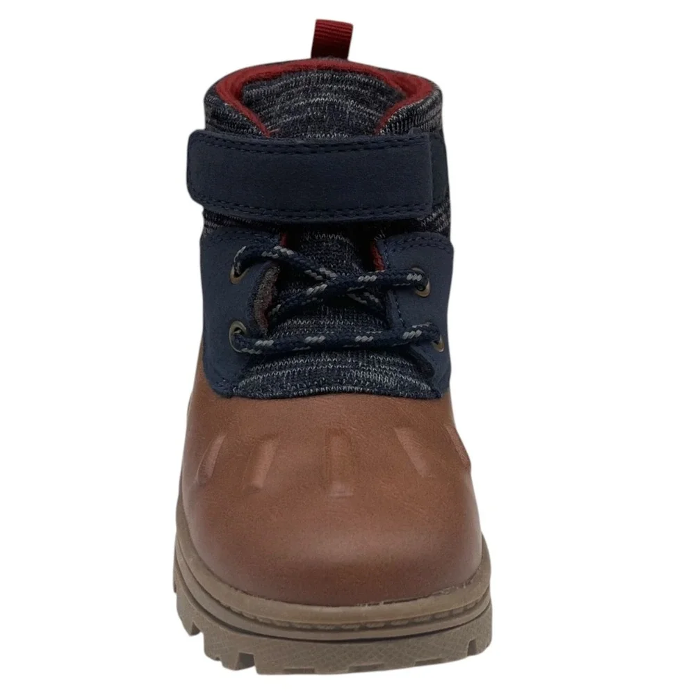 Carter's Toddler Boys Duck Ankle Boots Size 10 Navy Blue Brown Slip-on Shoes